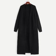 Shein Plus Open Front Solid Longline Cardigan