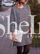 Shein Crew Neck Houndstooth Shift Dress