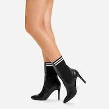 Shein Striped Detail Stiletto Sock Boots