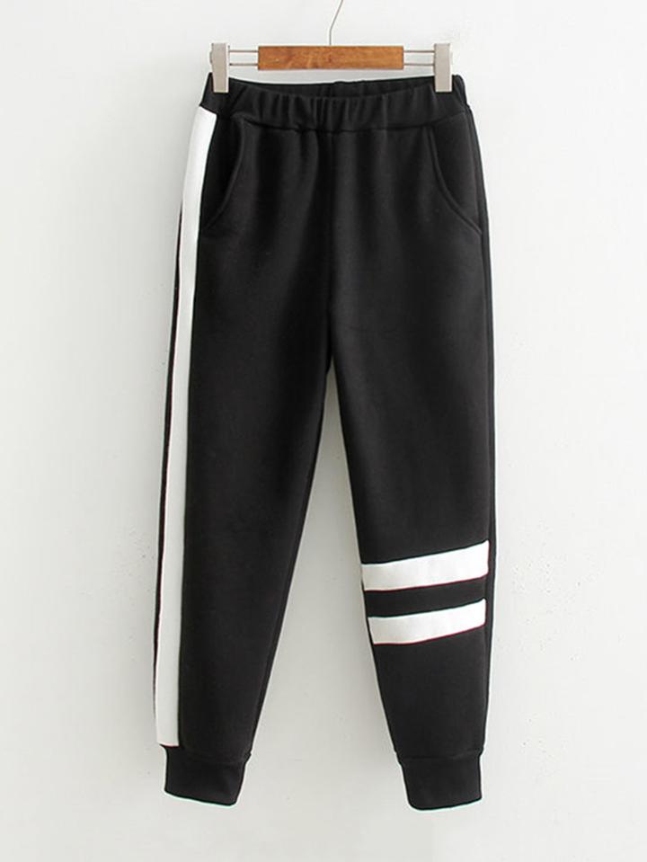 Shein Contrast Tape Striped Sweatpants