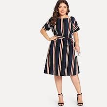 Shein Plus Colorblock Striped Dress