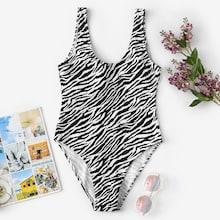 Shein Low Back Random Zebra Pattern Swimsuit