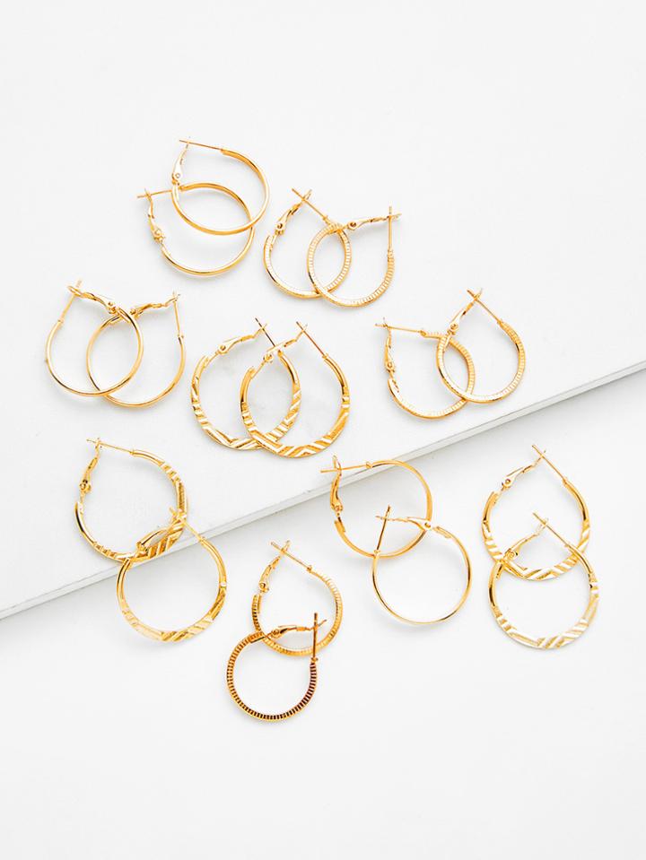 Shein Mixed Pattern Design Hoop Earring Set