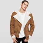 Shein Men Shearling Lined Suede Solid Jacket
