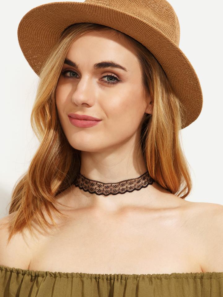 Shein Black Minimalist Lace Choker Necklace