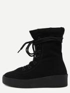 Shein Black Faux Suede Rubber Soled Martin Boots
