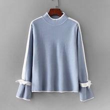 Shein Contrast Trim Tie Cuff Jumper