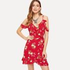 Shein Knot Side Floral Ruffle Dress