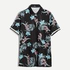 Shein Men Tropical Print Collar Tee