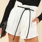 Shein Boxed Pleated Grommet Drawstring Shorts