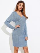 Shein Surplice Front Ribbed Trim Sweater Dress