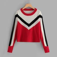 Shein Cut And Sew Chevron Jumper