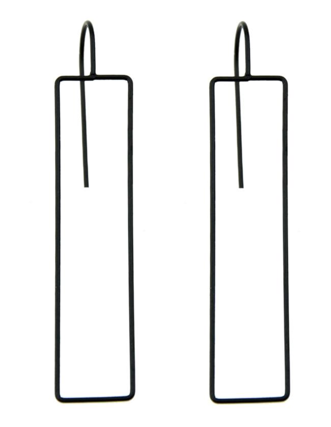 Shein Black Geometric Shape Long Earrings