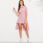 Shein Button Front High Low Striped Shirt Dress