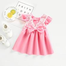 Shein Girls Lace Contrast Bow Box Pleated Dress