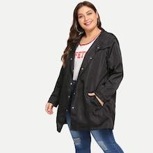 Shein Plus Button Up Hooded Windbreaker Coat