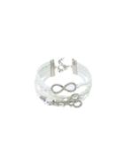Shein Rhinestone Scissors Charm White Braided Layered Bracelet