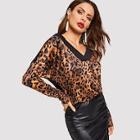 Shein V Neck Leopard Print Tee