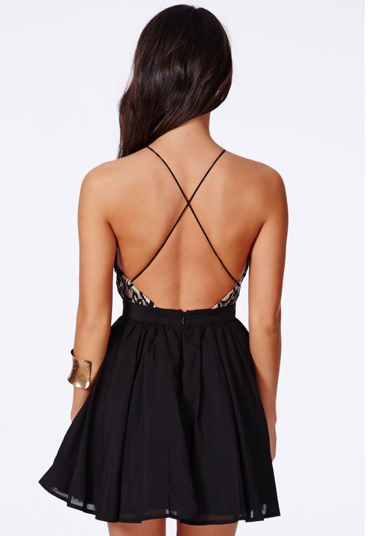 Shein Black Spaghetti Strap Backless Lace Crochet Mini Dress