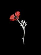 Shein Silver Metal Branch Red Flower Brooch