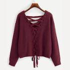 Shein Lace-up Drop Shoulder Sweater