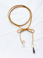 Shein Faux Pearl And Crystal Pendant Wrap Choker