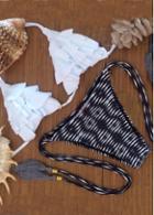 Rosewe Flouncing Halter Bra Printed Black And White Bikini