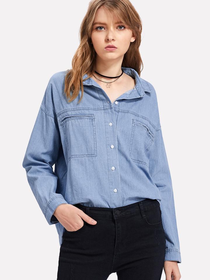 Shein Drop Shoulder Denim Shirt