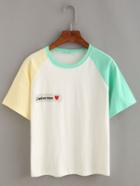 Shein Letter Print Raglan Sleeve T-shirt