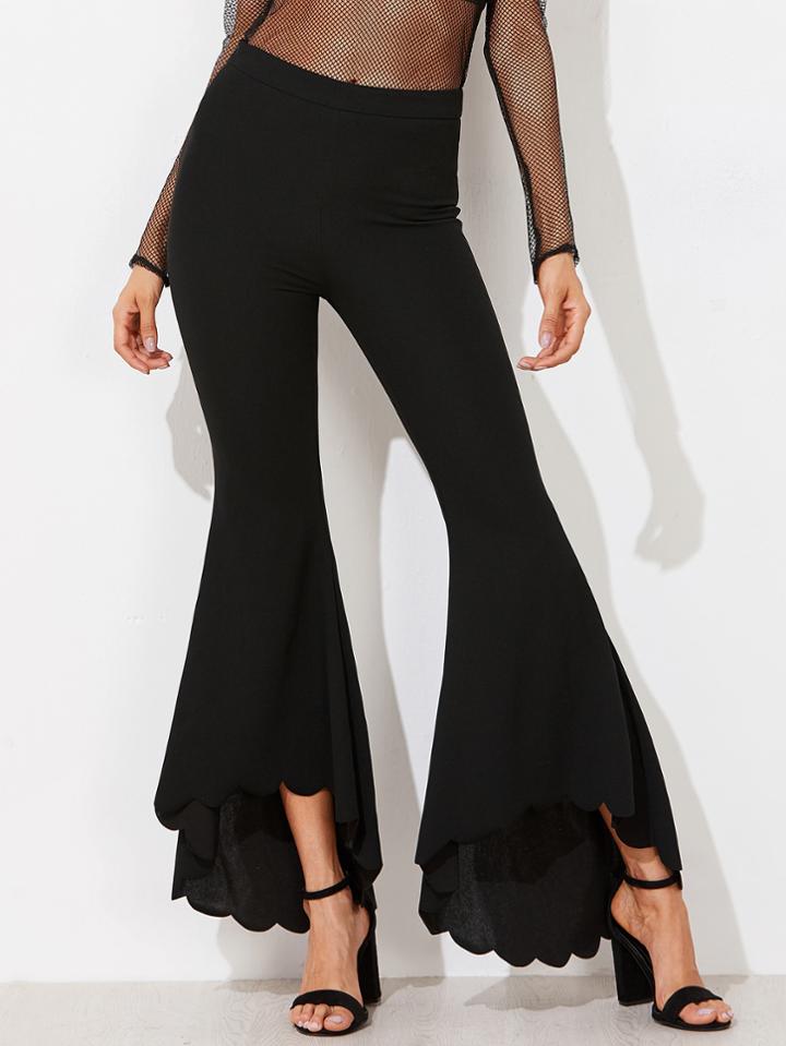 Shein Scalloped Dip Hem Flared Pants