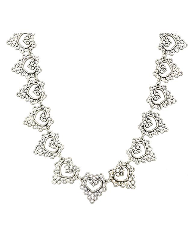 Shein Vintage Style Silver Color Heart Charms Necklace