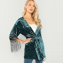 Shein Fringe Detail Long Coat