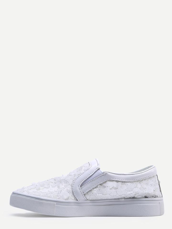 Shein White Lace Upper Slip On Plimsoll