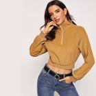 Shein Bishop Sleeve Half Placket Pullover Jacket