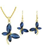 Shein Costume Beautiful Imitation Crystal Butterfly Pendant Fashion Jewelry Set