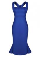 Rosewe Enchanting Sleeveless Mermaid Design Blue Sheath Dress