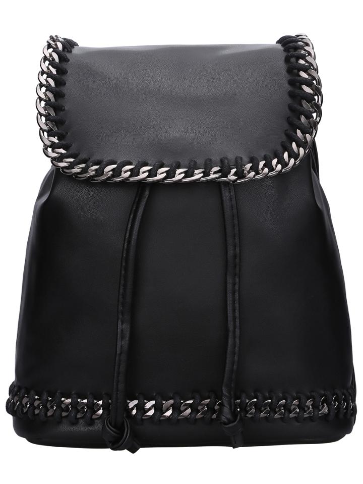 Shein Black Drawstring Magnetic Chain Backpack