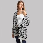 Shein Double Pocket Leopard Print Knit Coat