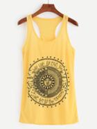 Shein Yellow Sun Print Tank Top