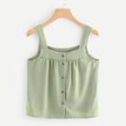 Shein Pleated Detail Button Front Top