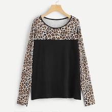 Shein Plus Cut-and-sew Leopard Print Top