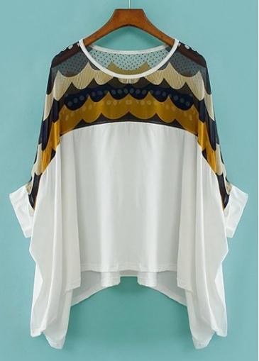 Rosewe Casual Style Half Sleeve Round Neck Printed Chiffon T Shirts