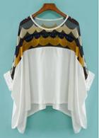 Rosewe Casual Style Half Sleeve Round Neck Printed Chiffon T Shirts