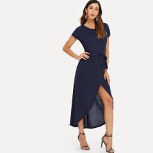 Shein Knot Detail Split Hem Dress