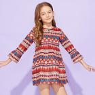Shein Toddler Girls Vintage Geometric Print Babydoll Dress