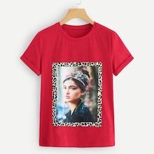 Shein Figure Patch Short Sleeve T-shirt