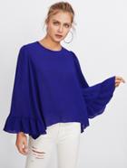 Shein Keyhole Back Exaggerate Fluted Sleeve Top
