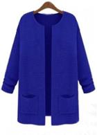 Rosewe Long Style Long Sleeve Blue Knitting Wool Cardigans