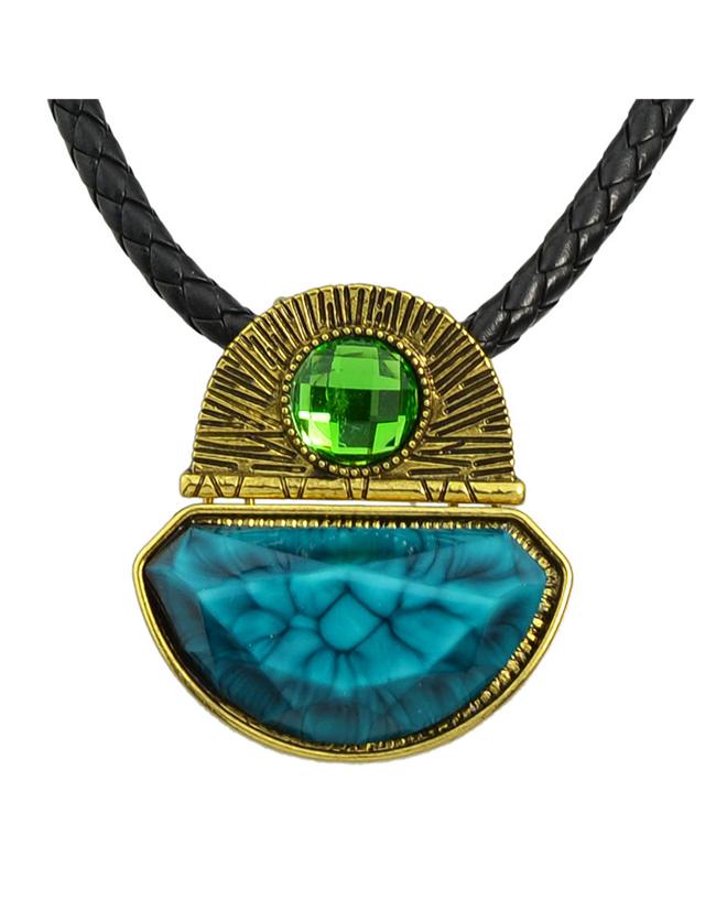 Shein Blue Pu Chain Pendant Necklace