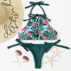 Shein Flamingo Print Knot Bikini Set